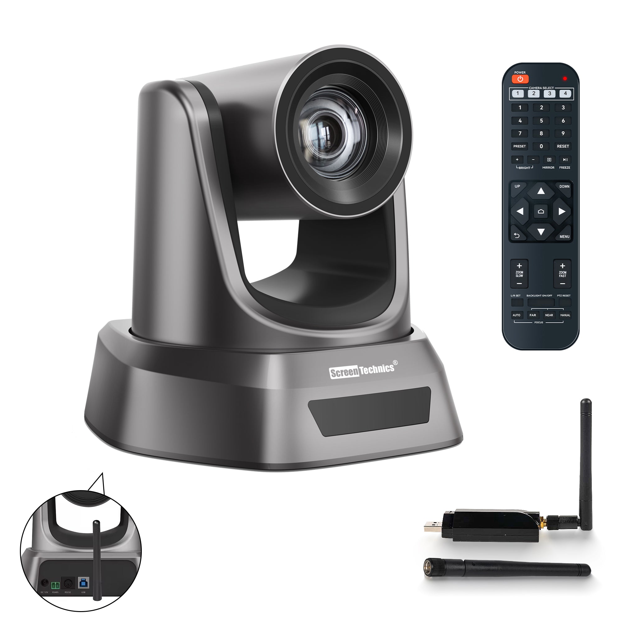 PTZ Camera  | 20X Optical Zoom | Full HD | Ideal for Live Streaming, Online Teaching & Classroom Recording | USB 3.0 & Wireless Connection with Dongle
