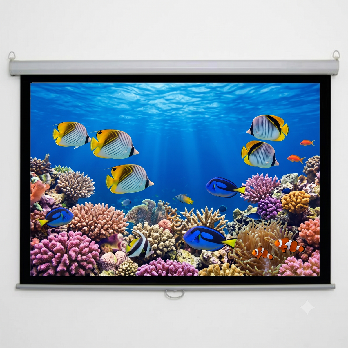 100" 16:9 Insta-Lock Projector Screen  Slow Retraction  Wall & Ceiling Mount 4" Black Drop | Ideal for Premium Conference Rooms, Classrooms & Home Viewing