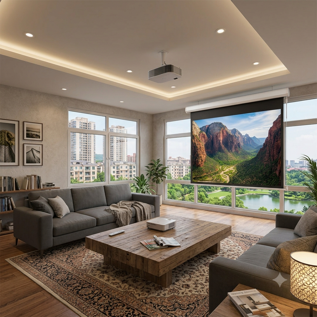 150 NEO Eco Motorised Projector Screen (16:9) | Big Screen Experience | Wrap Knitting Fabric | Economic Model