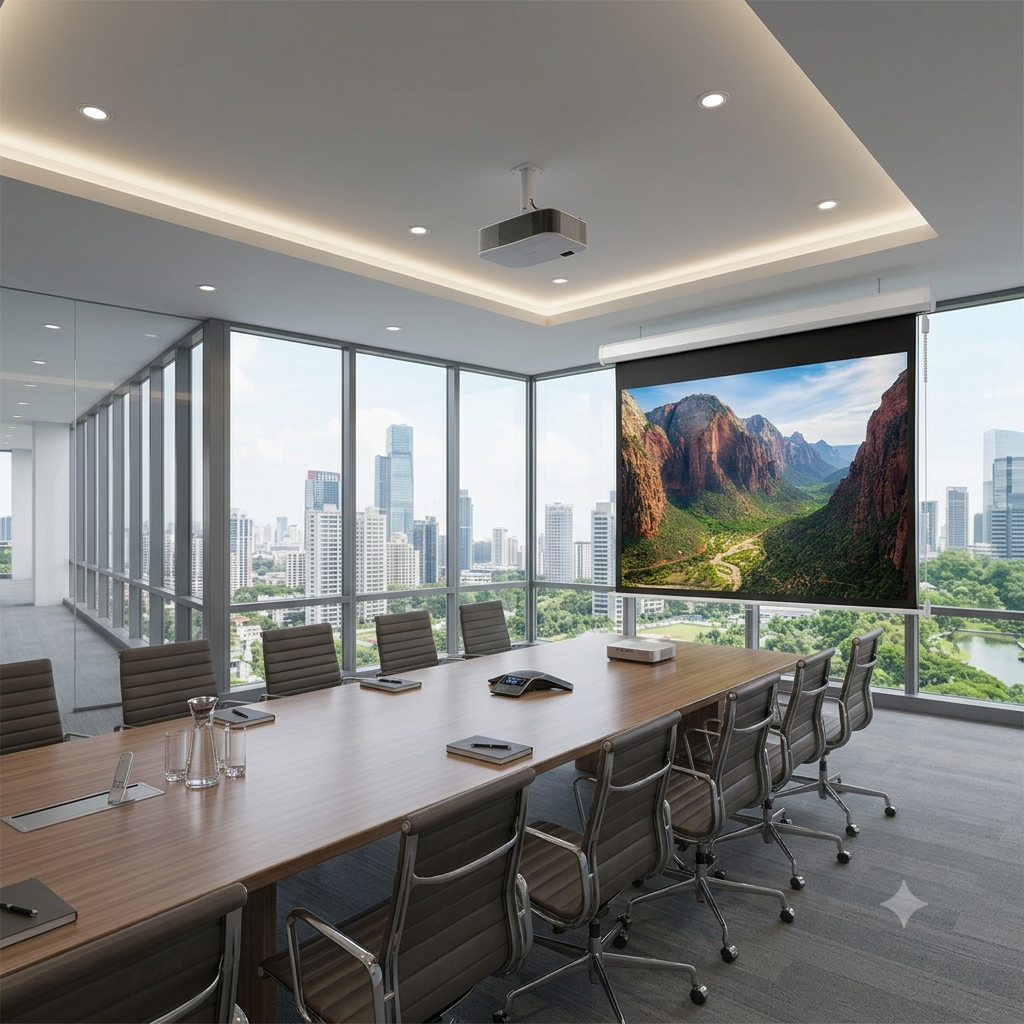 150 NEO Eco Motorised Projector Screen (16:9) | Big Screen Experience | Wrap Knitting Fabric | Economic Model