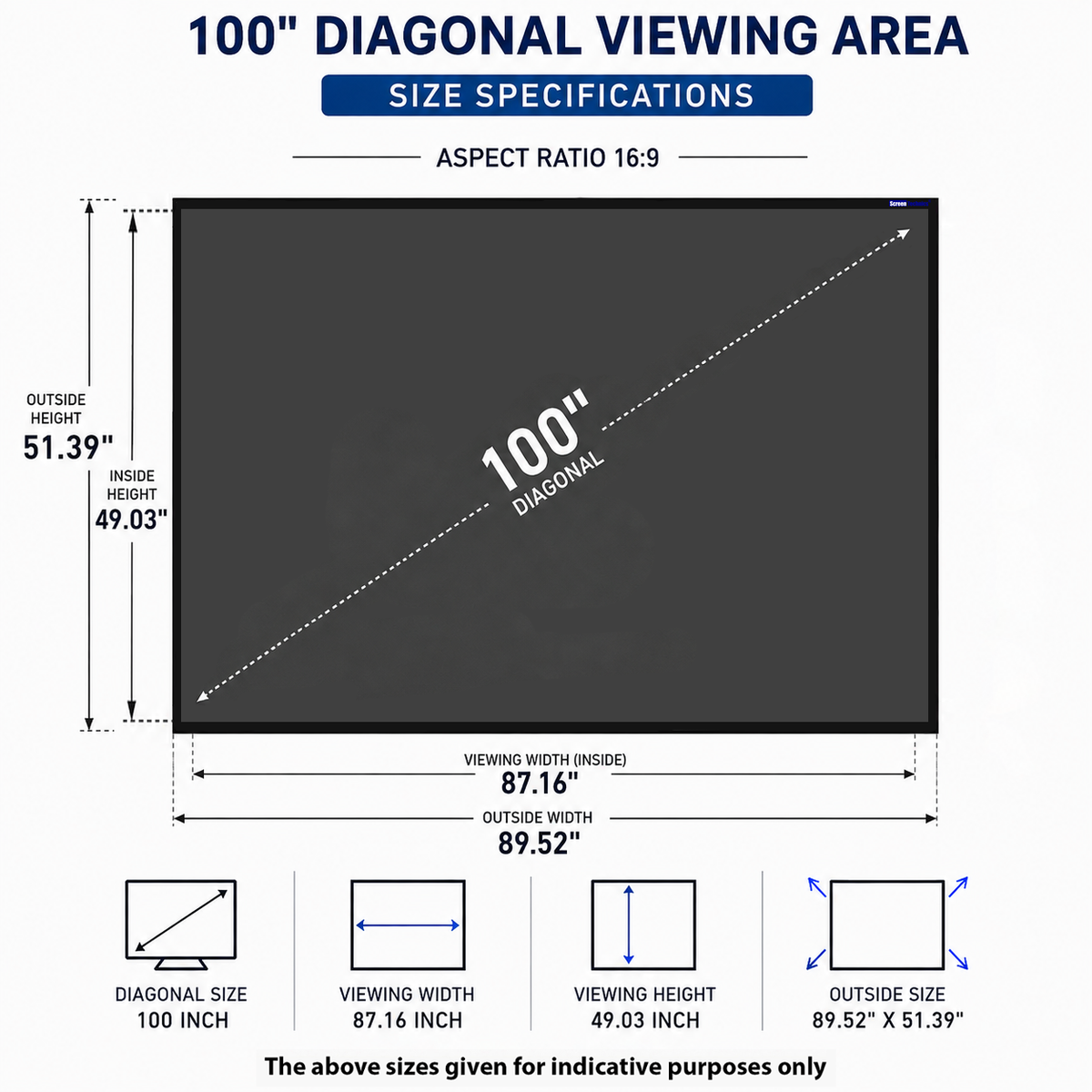 100 inch Fixed Frame Long Throw ALR Projector Screen – view 7