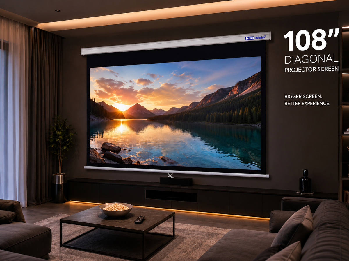 108″ (16:9) Insta-Lock Projector Screen Wall & Ceiling Mount