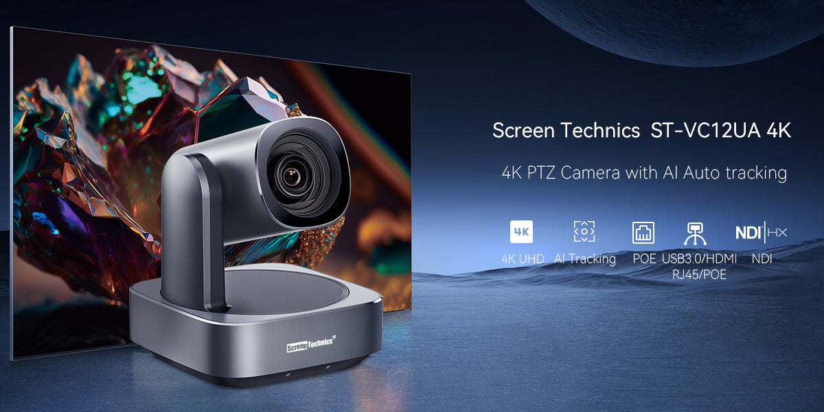 PTZ Camera with AI Auto-Tracking | 12 X Optical Zoom | 4K 30hz | Ideal for Live Streaming,conference room, Online Teaching & Classroom Recording | USB 3.0 & HDMI  RJ45, support POE