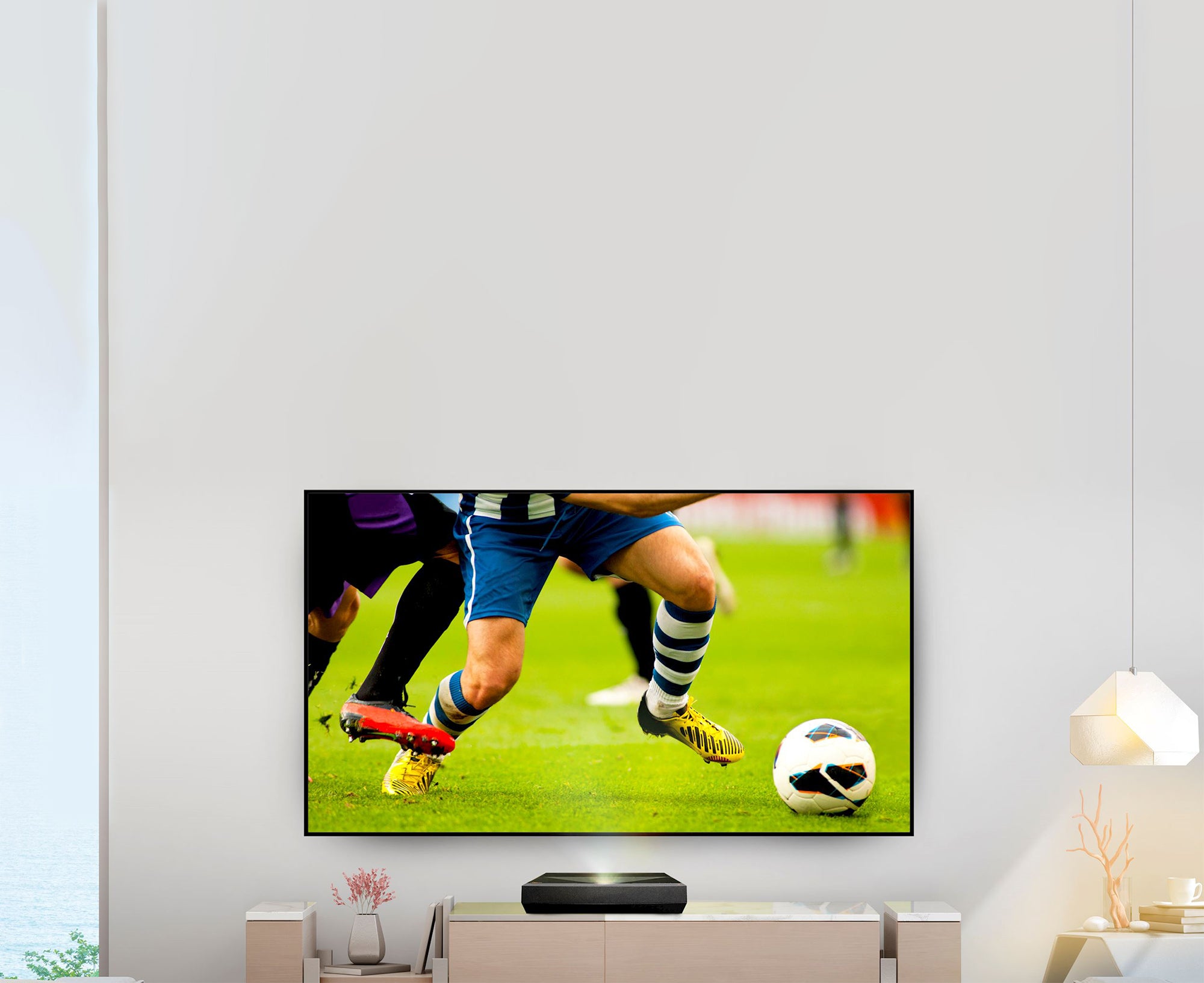 100 Diagonal 16:9 Aspect Ratio, 7.3 x 4.1 Fixed Frame Ultra Short Throw ALR Projector Screen | 4K Ultra HD Ambient Light Rejecting Fabric | 1 cm Velvet Frame | Ideal for UST Laser Projectors & Home Theater