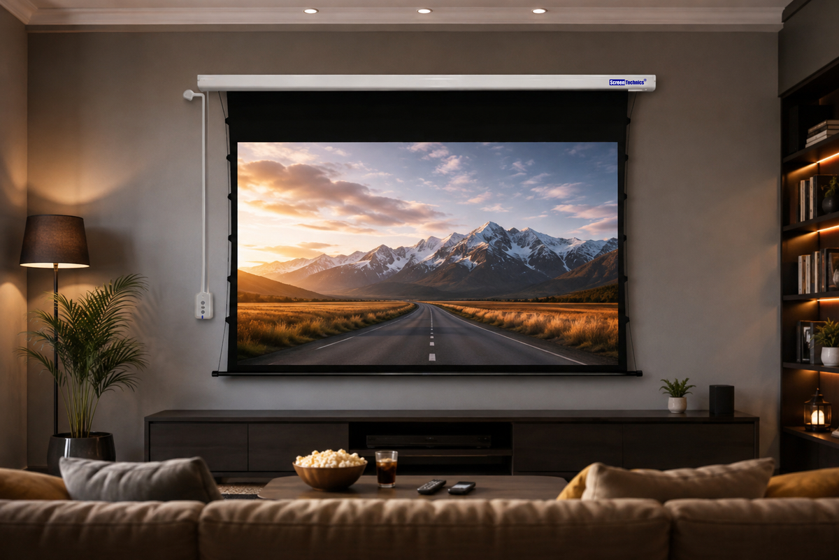 ScreenTechnics Long Throw 110 ALR Tab Tension Motorized Projector Screen