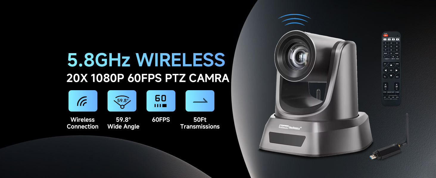 PTZ Camera  | 20X Optical Zoom | Full HD | Ideal for Live Streaming, Online Teaching & Classroom Recording | USB 3.0 & Wireless Connection with Dongle