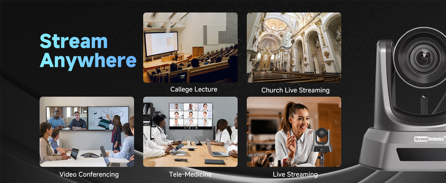 PTZ Camera  | 20X Optical Zoom | Full HD | Ideal for Live Streaming, Online Teaching & Classroom Recording | USB 3.0 & Wireless Connection with Dongle