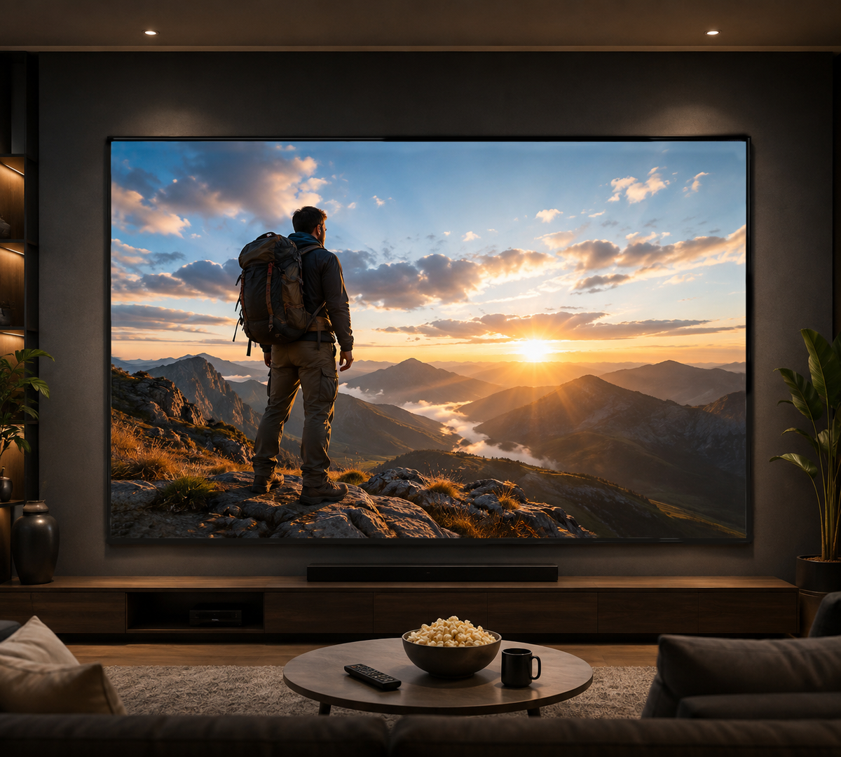 110 Diagonal, 16:9 Aspect Ratio Fixed Frame Projector Screen | Active 3D–4K–8K Ultra HD Matte Gray Fabric | Narrow 1 cm Velvet Finish Border | Ideal for Classroom, Office & Home Theater