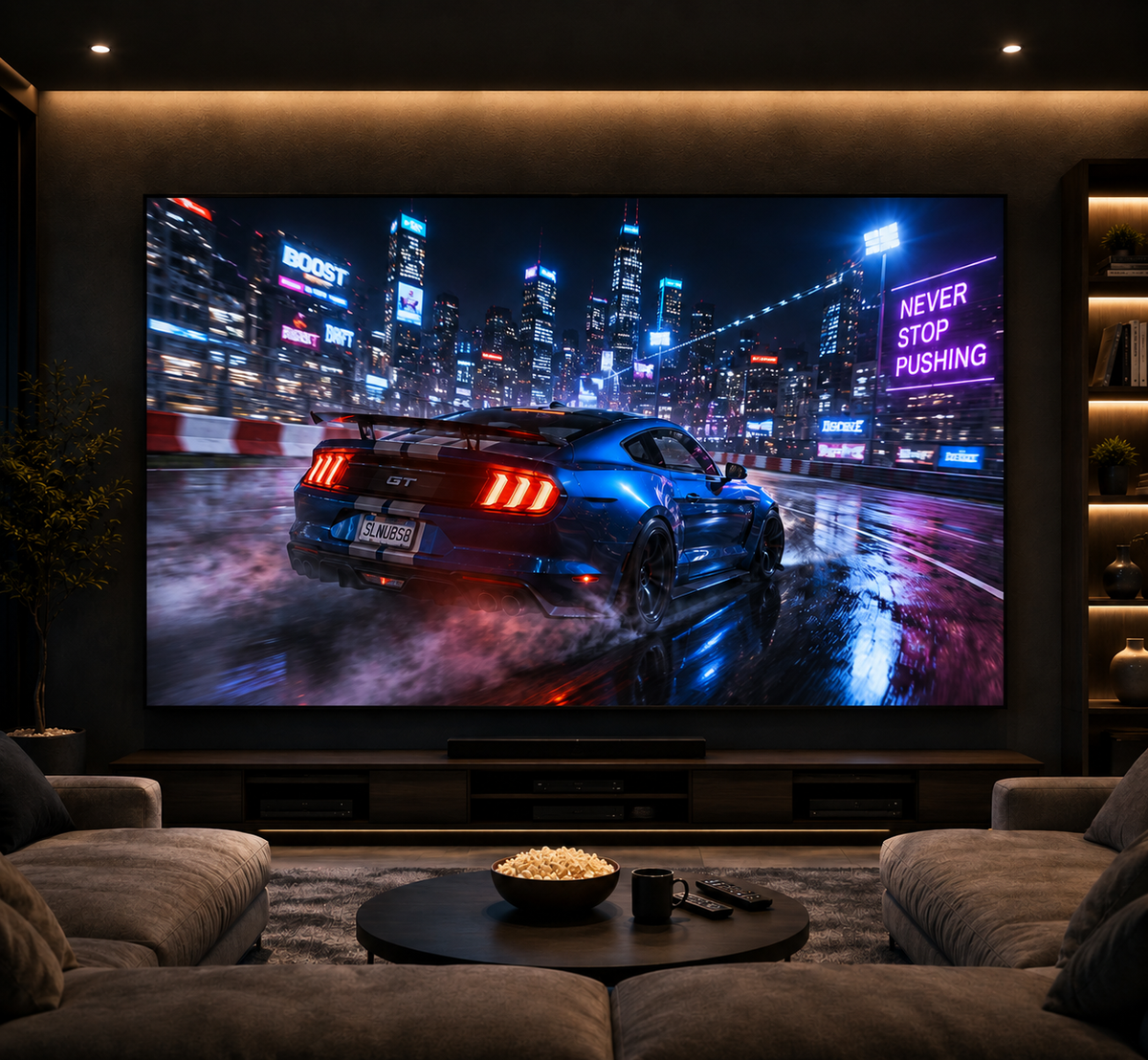 120 Diagonal, 16:9 Aspect Ratio Fixed Frame Projector Screen | Active 3D–4K–8K Ultra HD Matte Gray Fabric | Narrow 1 cm Velvet Finish Border | Ideal for Classroom, Office & Home Theater