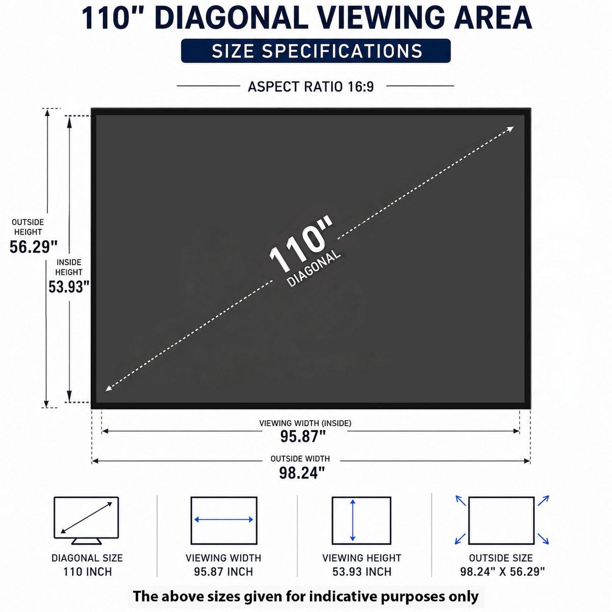 110″ Fixed Frame Long Throw ALR Projector Screen | 16:9 | 4K Ultra HD