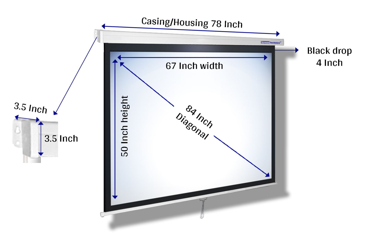 Projector Screen 6x4  213.36 cm (84) Insta-Lock Projector Screen | Slow Retraction | 4:3 Aspect Ratio | Wall & Ceiling Mount | 4 Black Drop | High-Gain 4K 3-Layer Fabric | Heavy-Duty Casing | Ideal for Premium Conference Rooms, Classrooms & Home Viewing
