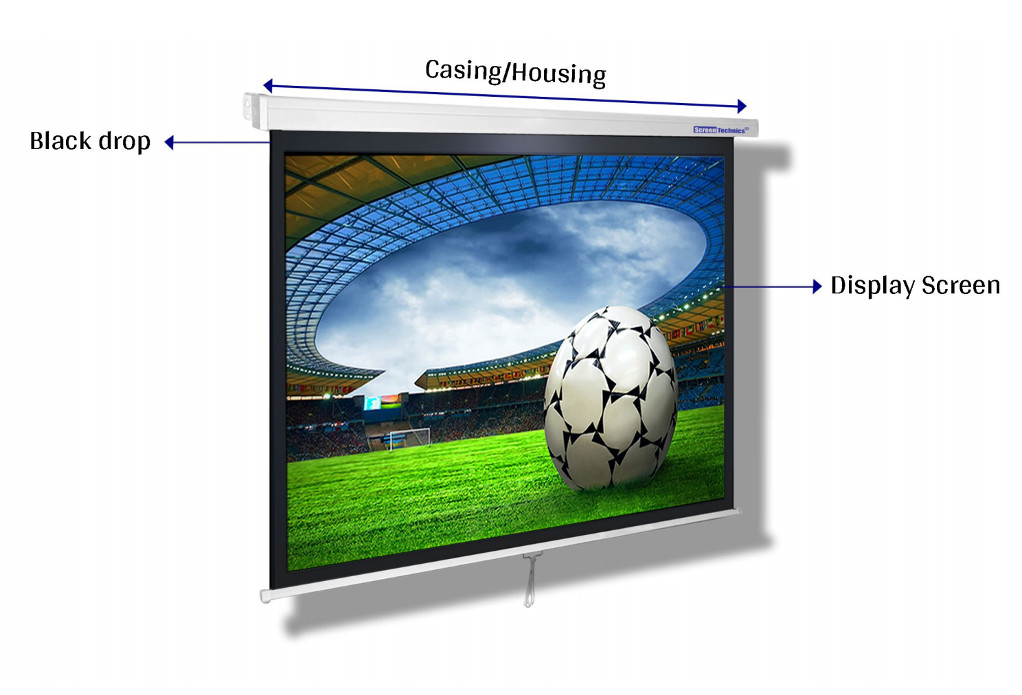 133-Inch Motorized Projector Screen (16:9) | Large Format | Matte White | Electric Drop-Down Projection Screen