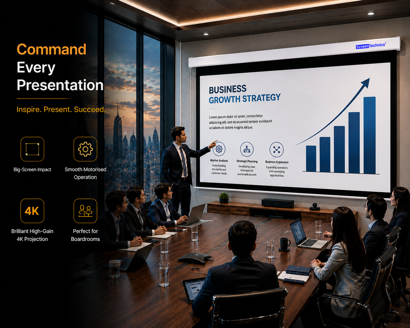 150 Motorized Projector Screen (16:9) | Big Display | Matte White | High-Quality Electric Projection Screen