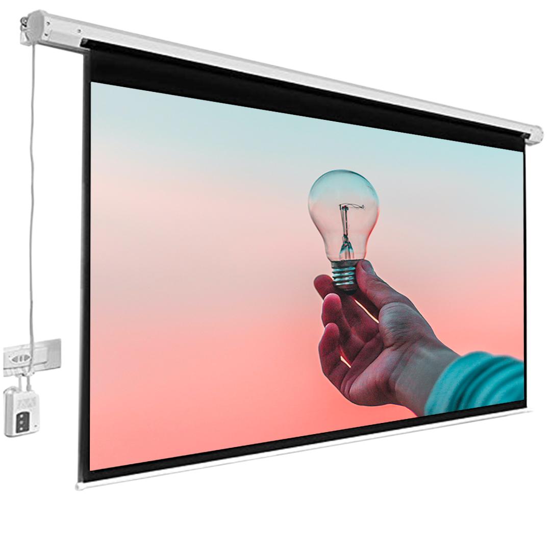 Projector Screen 6x4 (84) Motorised Projector Screen | Synchronous Motor | 4:3 Aspect Ratio | Wall & Ceiling Mount | 4 Top Black Drop | High-Gain 4K | 3-Layer Fabric | Heavy-Duty Casing | Ideal for Premium Conference Rooms, Classrooms & Home Viewing