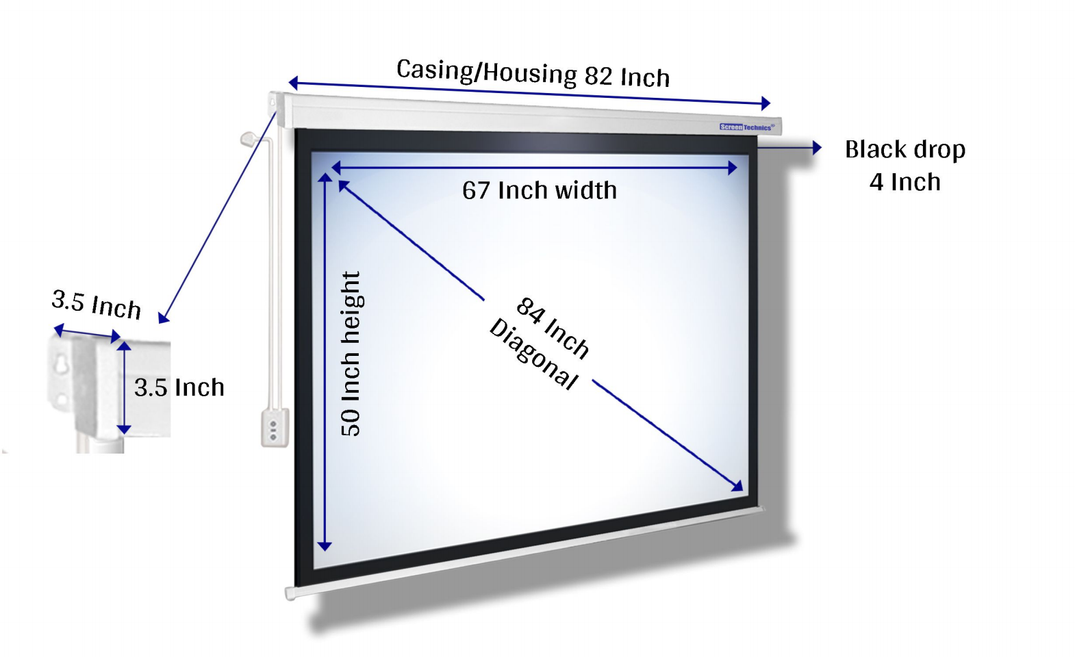 Projector Screen 6x4 (84) Motorised Projector Screen | Synchronous Motor | 4:3 Aspect Ratio | Wall & Ceiling Mount | 4 Top Black Drop | High-Gain 4K | 3-Layer Fabric | Heavy-Duty Casing | Ideal for Premium Conference Rooms, Classrooms & Home Viewing