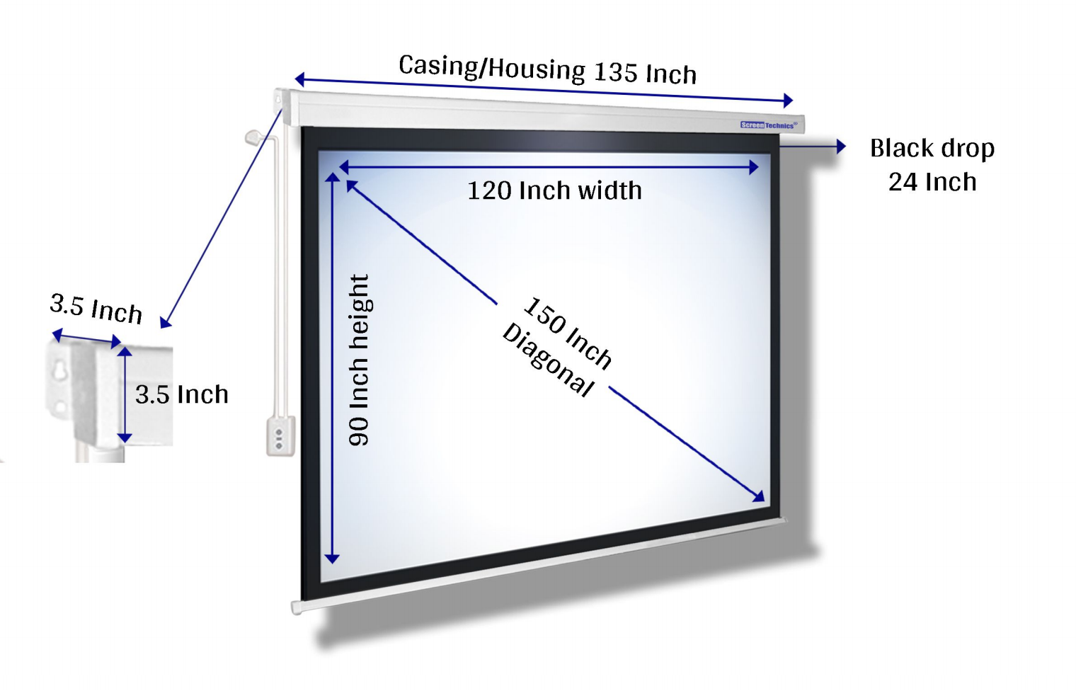 Projector Screen 10x8 (150) Motorised Projector Screen | Synchronous Motor | 4:3 Aspect Ratio | Wall & Ceiling Mount | 4 Top Black Drop | High-Gain 4K | 3-Layer Fabric | Heavy-Duty Casing | Ideal for Premium Conference Rooms, Classrooms & Home Viewing