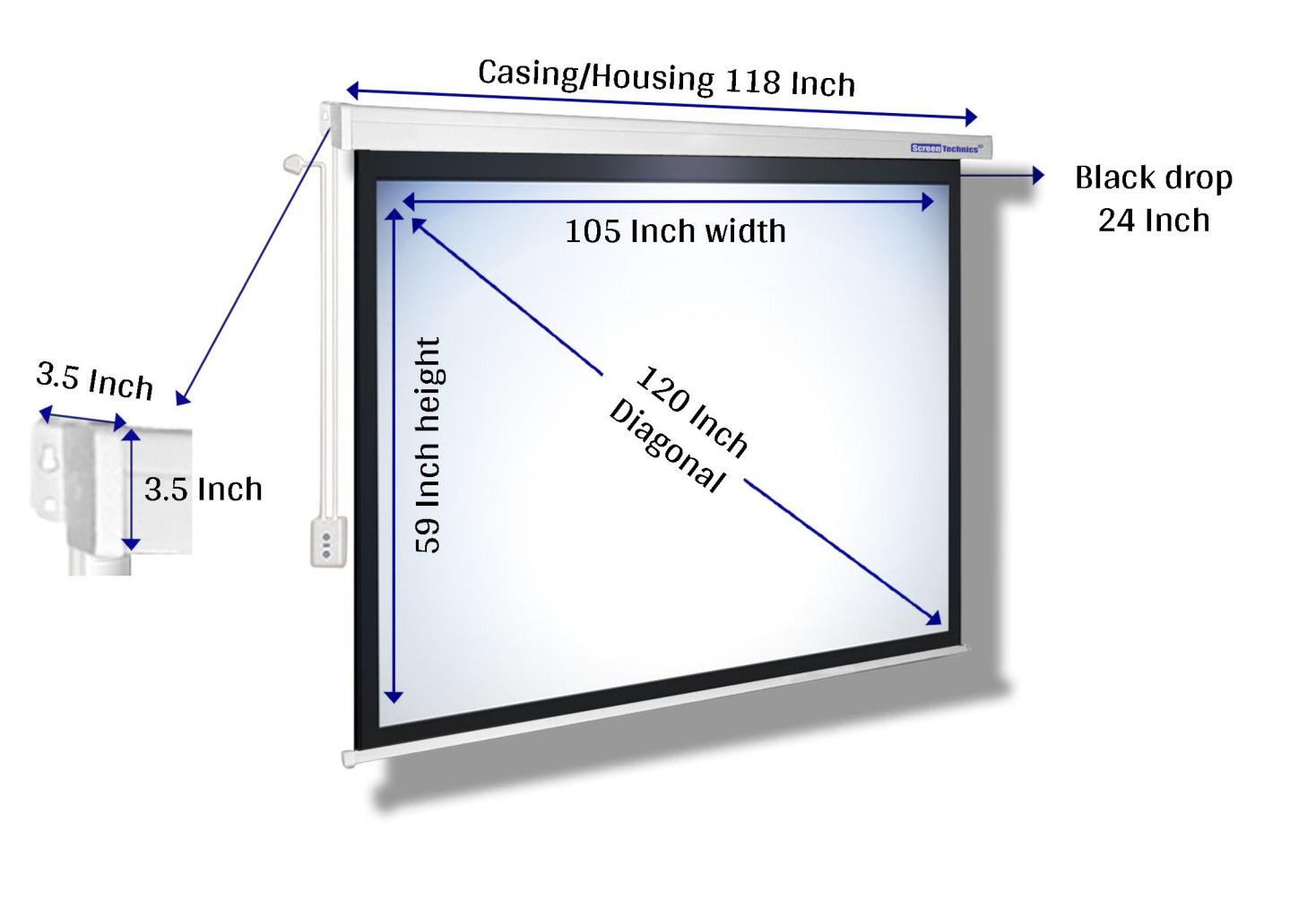 120 Motorized Projector Screen (16:9) | HD Matte White | Long-Range Remote | Premium Home Cinema Setup