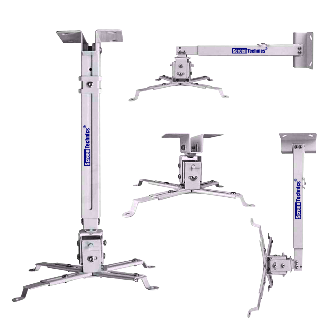Heavy Duty 3+3ft Adjustable Projector Ceiling Mount Kit (36+36 Inch) Universal Wall/Ceiling Bracket with Swivel, Tilt & Height Adjustment – White