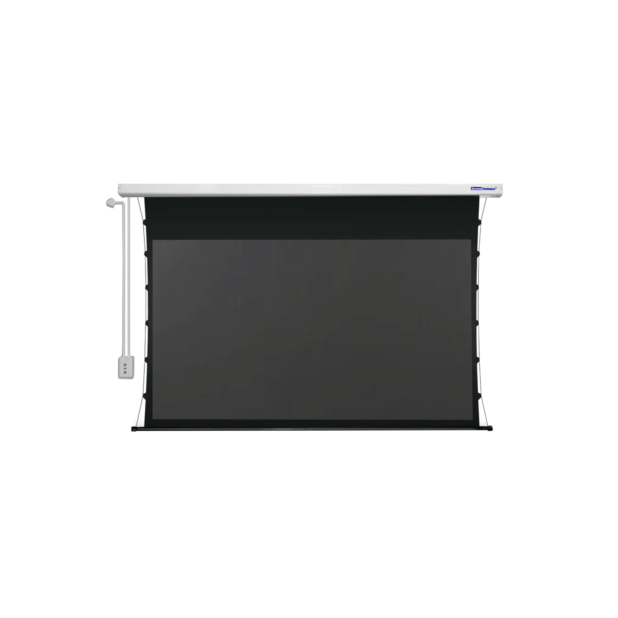 Screen Technics 120 ALR Tab Tension Motorized Projector Screen – 4K Dark Grey PVC Fabric, 16:9 Aspect, Remote Controlled, Ceiling/Wall Mountable
