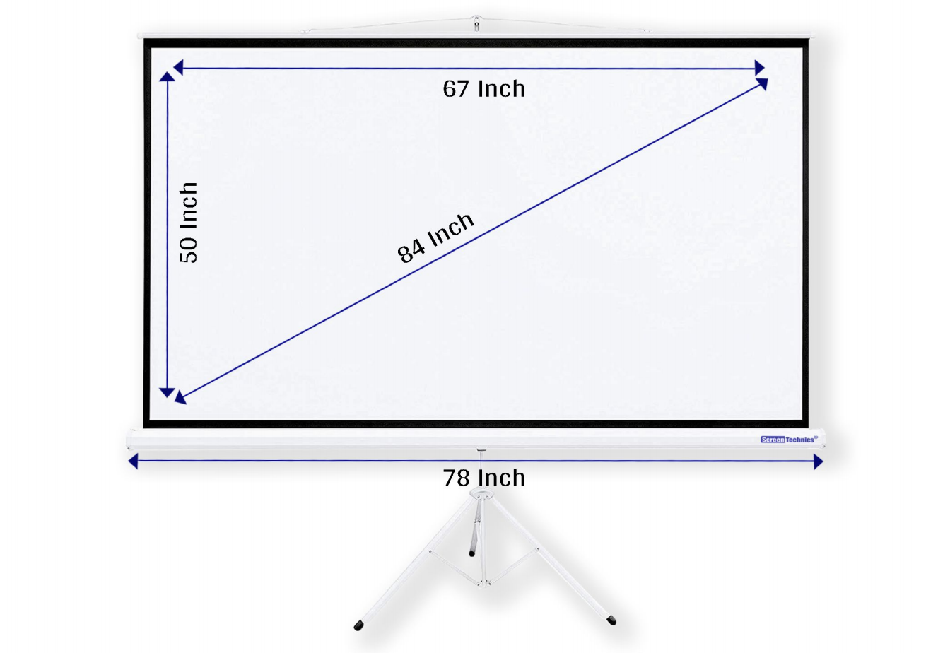 "Screen Technics 84- (213.36 cm) Tripod Projector Screen with Stand | 4  × 6  | Matte White Fabric | Wrinkle-Free | Indoor & Outdoor Use | Ideal for Home, School & Office Presentations (4:3 Aspect Ratio)  "