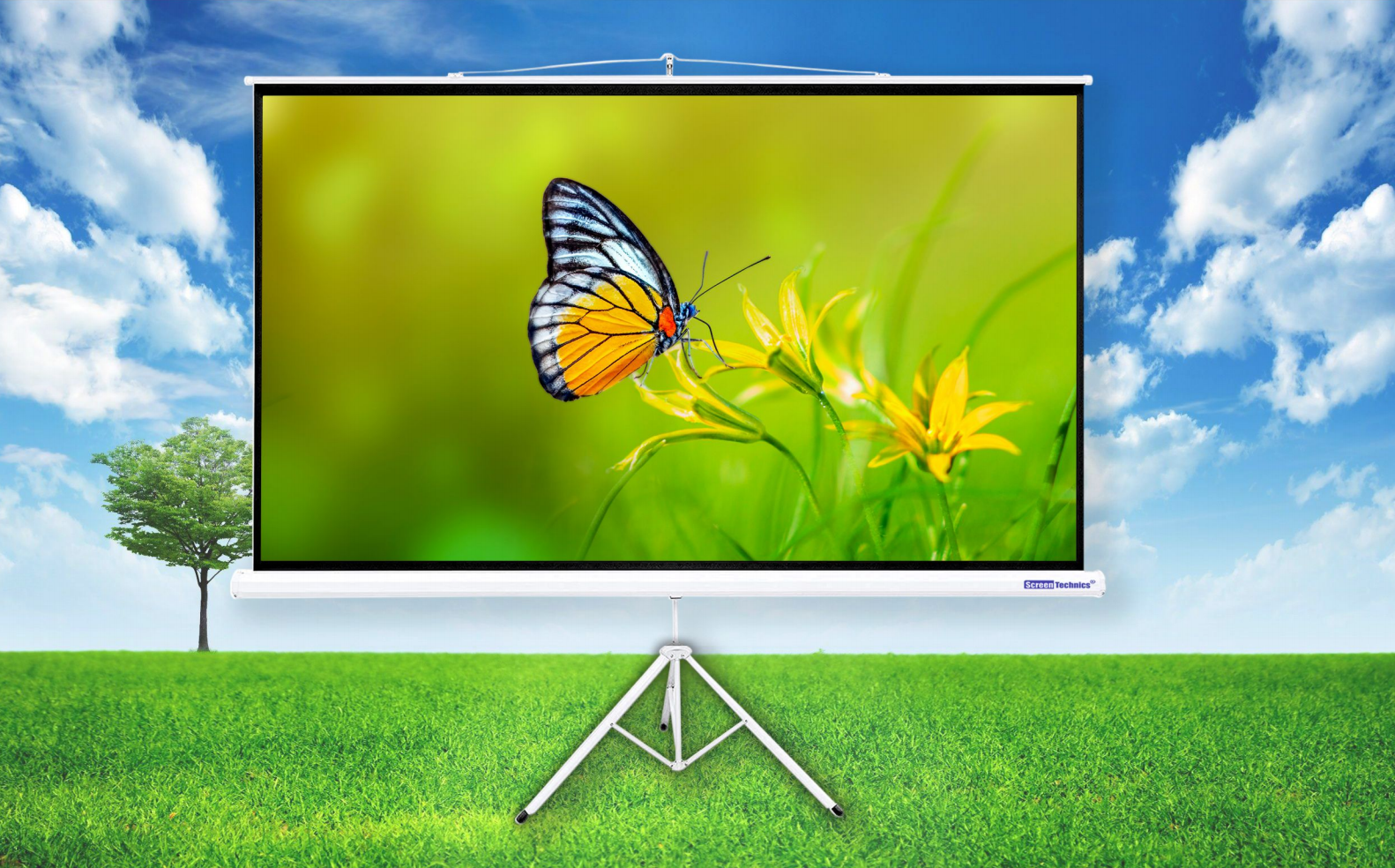 NEO 120-Inch (304.8 cm) Tripod Projector Screen with Stand | 6 ft × 8 ft | Matte White Fabric | Indoor & Outdoor Use | Ideal for Home, School & Office Presentations (4:3 Aspect Ratio)
