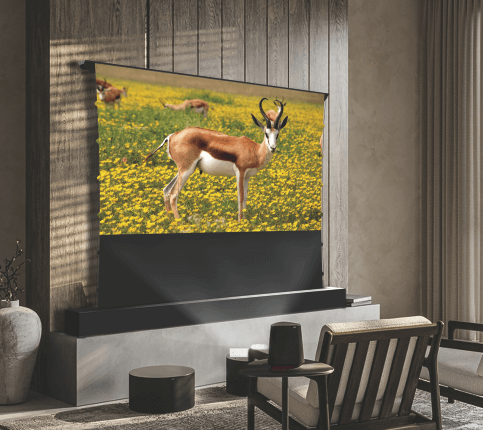 100 Floor Rising UST ALR Projector Screen | 4K Ultra-HD Ambient Light-Rejecting (ALR) Fabric | Motorised Electric Floor-Rising Design