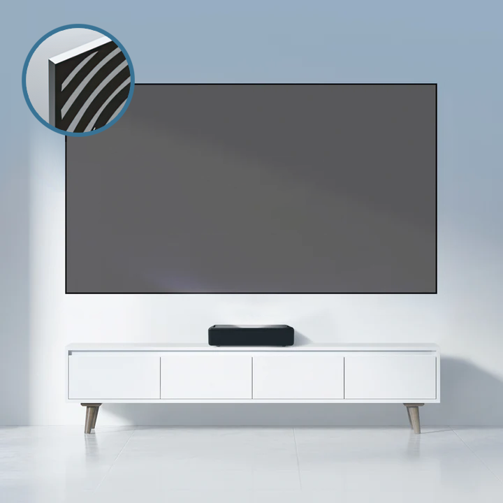 100 Diagonal 16:9 Aspect Ratio, 7.3 x 4.1 Fixed Frame Ultra Short Throw ALR Projector Screen | 4K Ultra HD Ambient Light Rejecting Fabric | 1 cm Velvet Frame | Ideal for UST Laser Projectors & Home Theater